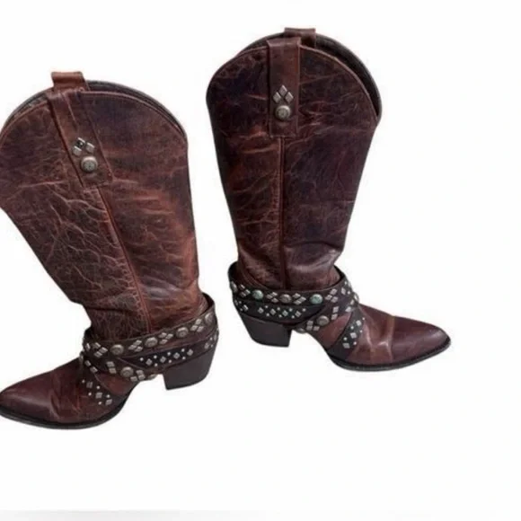 Old Gringo Brown Heeled Boots with Studded Details 9 - Picture 4 of 6